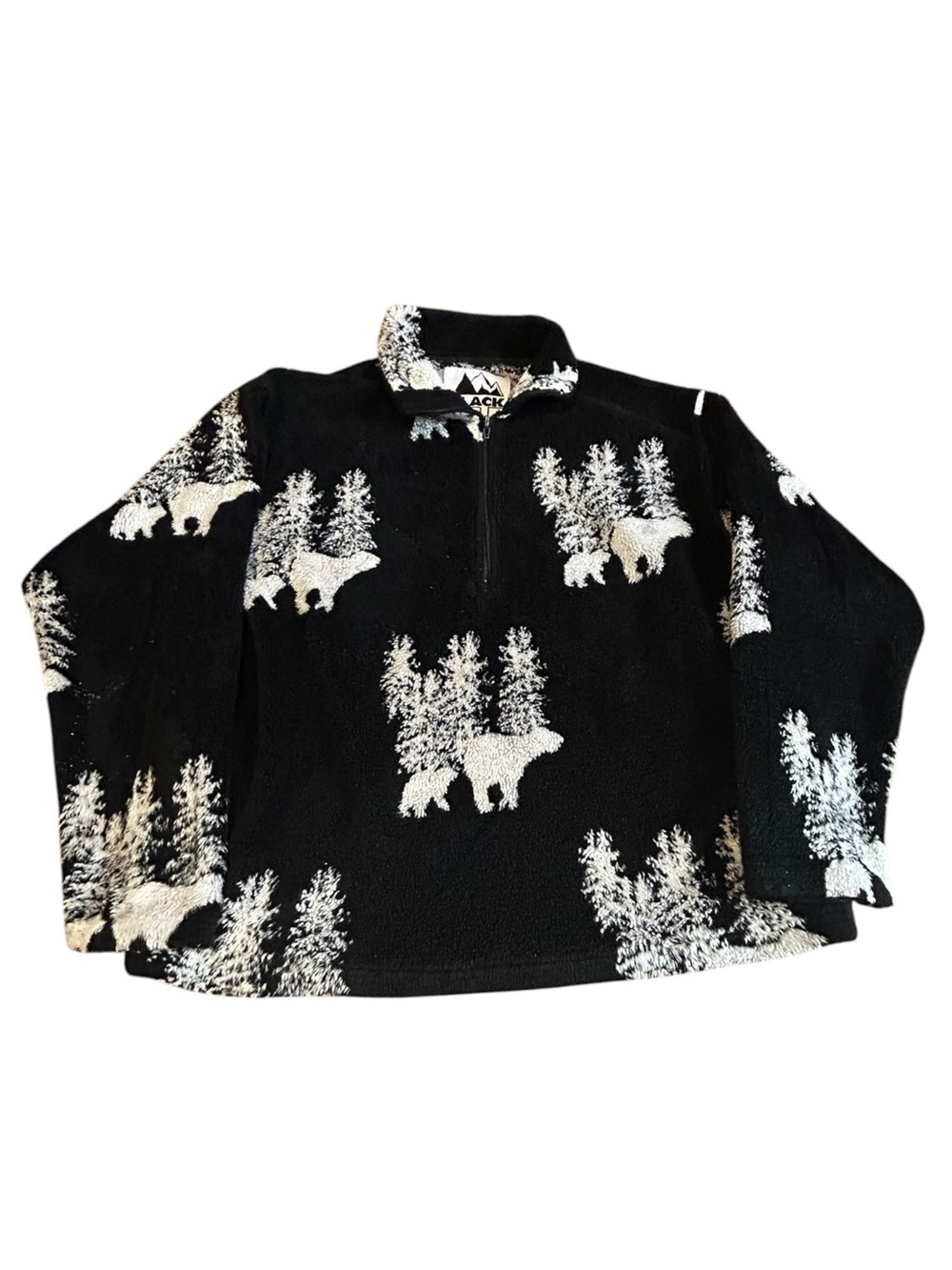 Vintage Black Ice Polar Bear Quarter Zip Fleece Pullover Mens XL